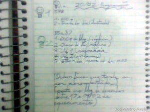 Planejamento do dia.