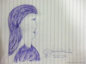 Face feminina azul.