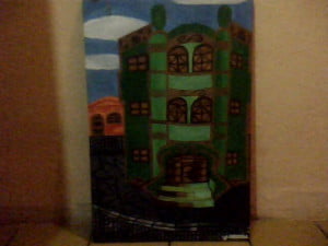O prédio verde, pintado em 2006.
