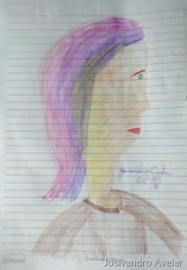 Face feminina multicolorida.