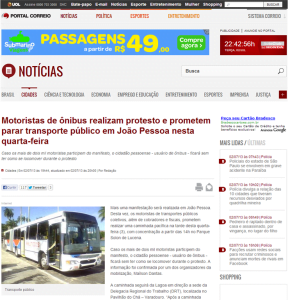 Foto de Josivandro Avelar em matéria do Portal Correio- 2 de julho