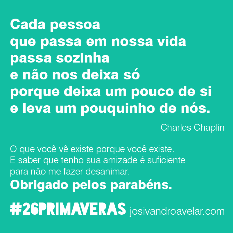 26primaveras obrigado pelos parabéns