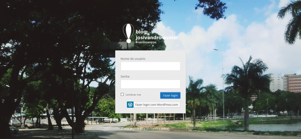 Blog Josivandro Avelar- tela de login- janeiro de 2016