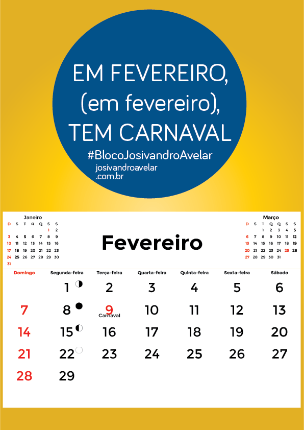 calendário fevereiro 2016