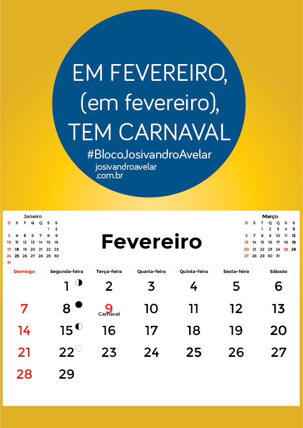 MÊS DE 29 DIAS 1 calendário fevereiro 2016