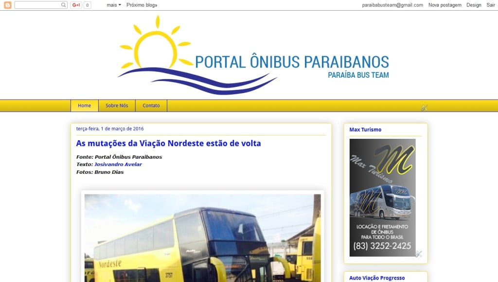 SOBRE CÓDIGOS-FONTE E IMAGENS QUEBRADAS 3 O Portal Ônibus Paraibanos como ele era no Blogger...