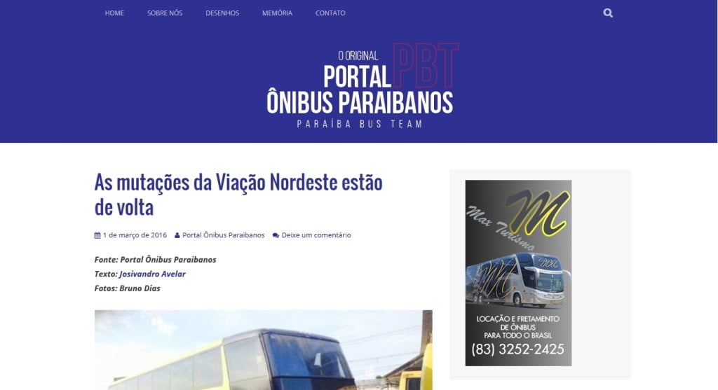 Portal Ônibus Paraibanos- março de 2016