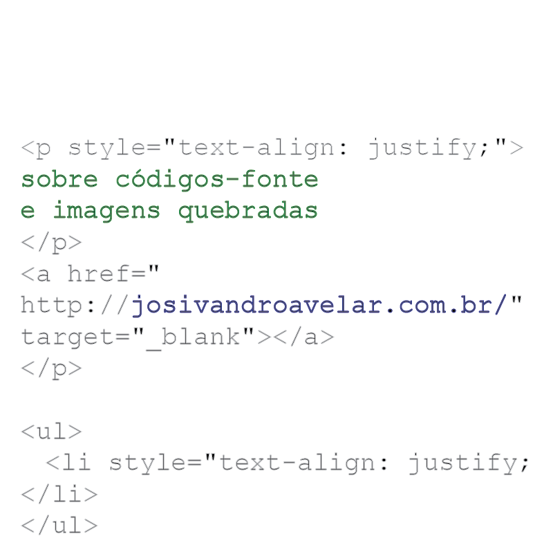 sobre códigos fonte e imagens quebradas