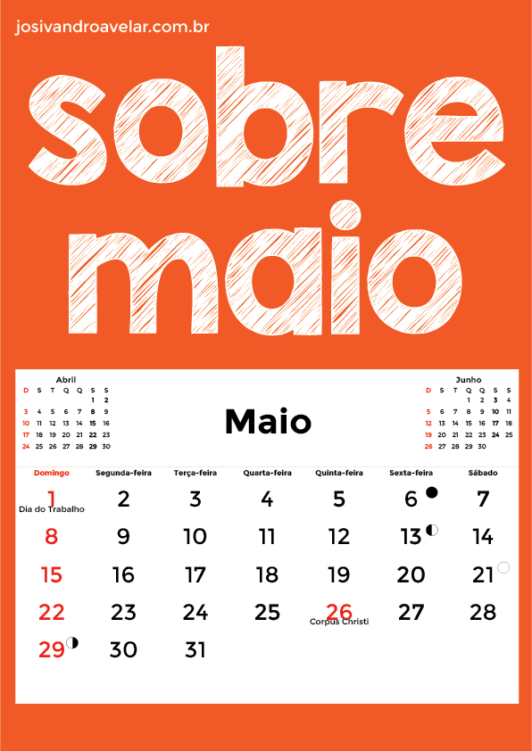 calendário maio 2016