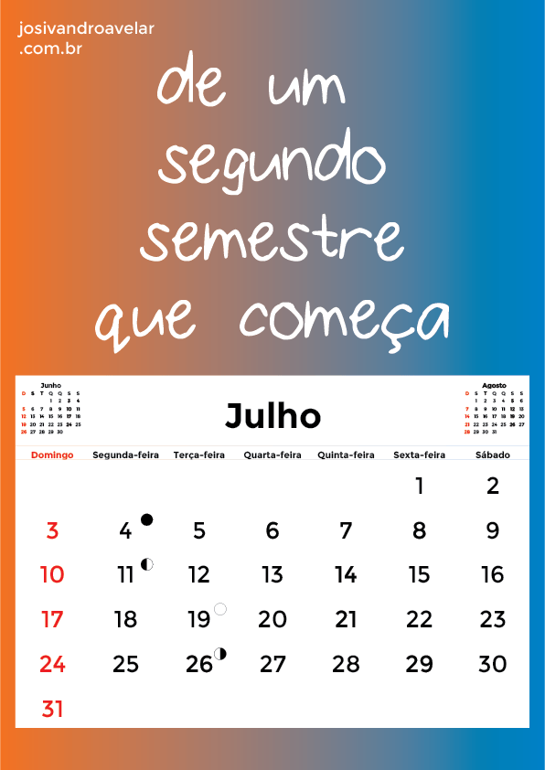 calendário julho 2016