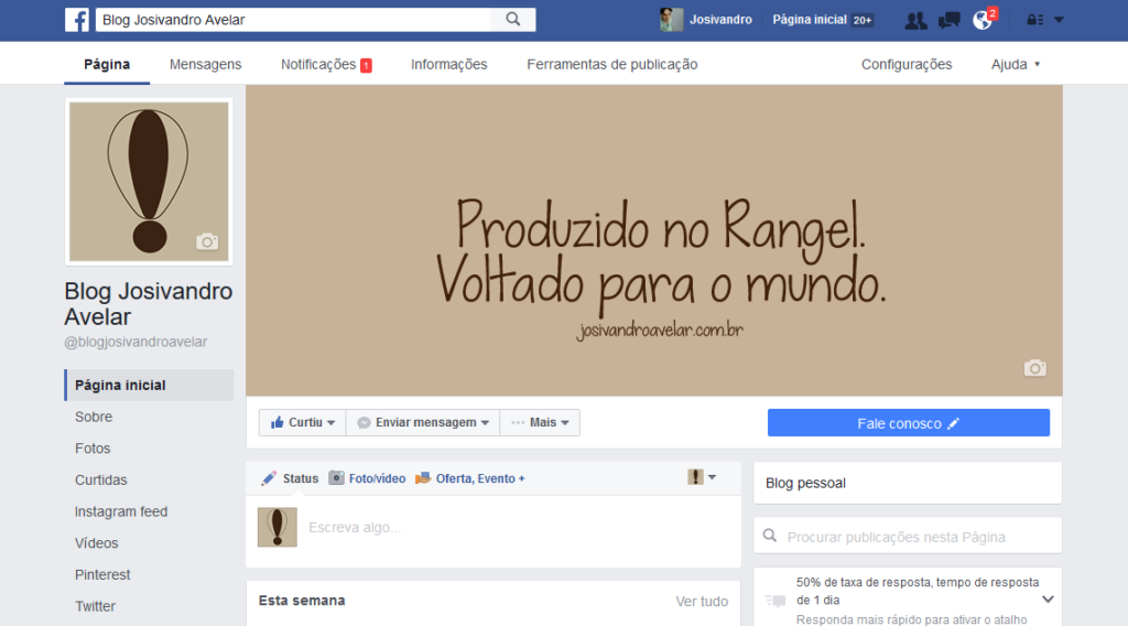 Facebook Blog Josivandro Avelar-  Agosto de 2016