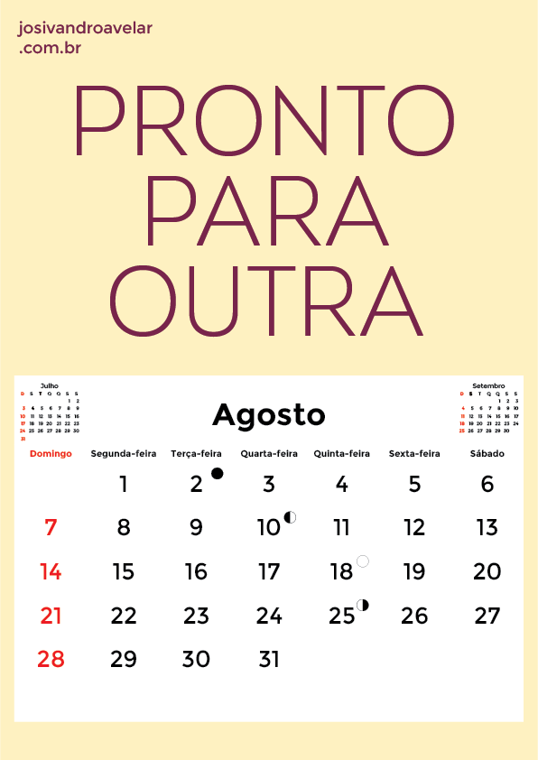 calendário agosto 2016