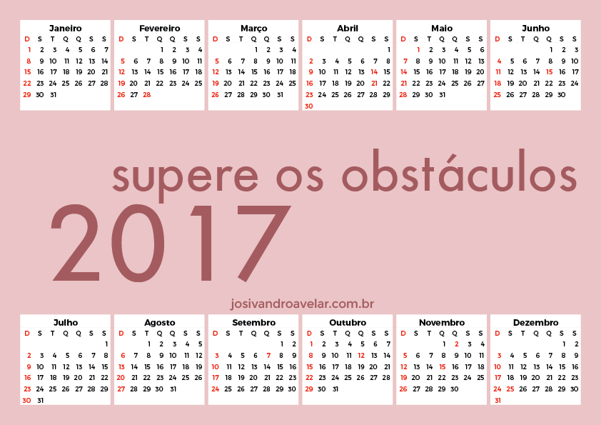 CALENDÁRIO 2017 SUPERE OS OBSTÁCULOS 9 1 calendário 2017 56