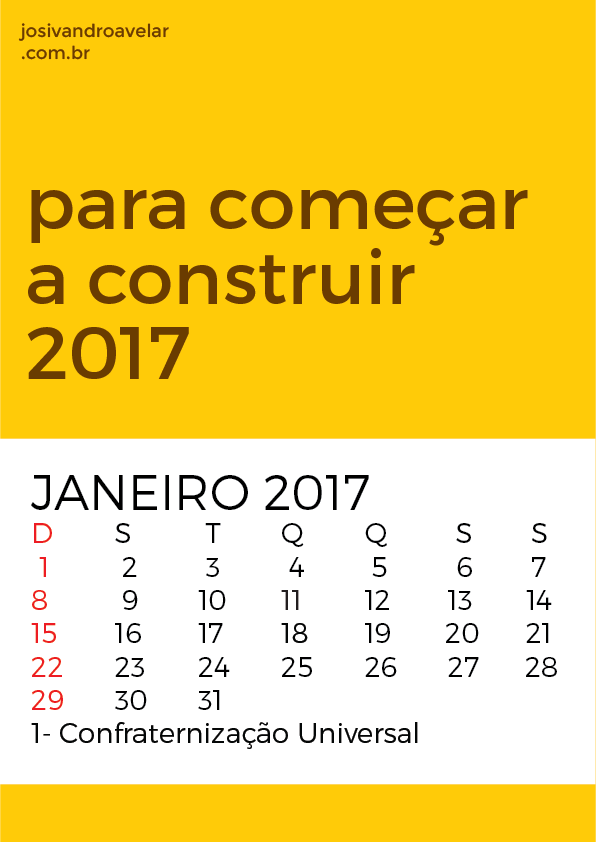 calendário janeiro 2017