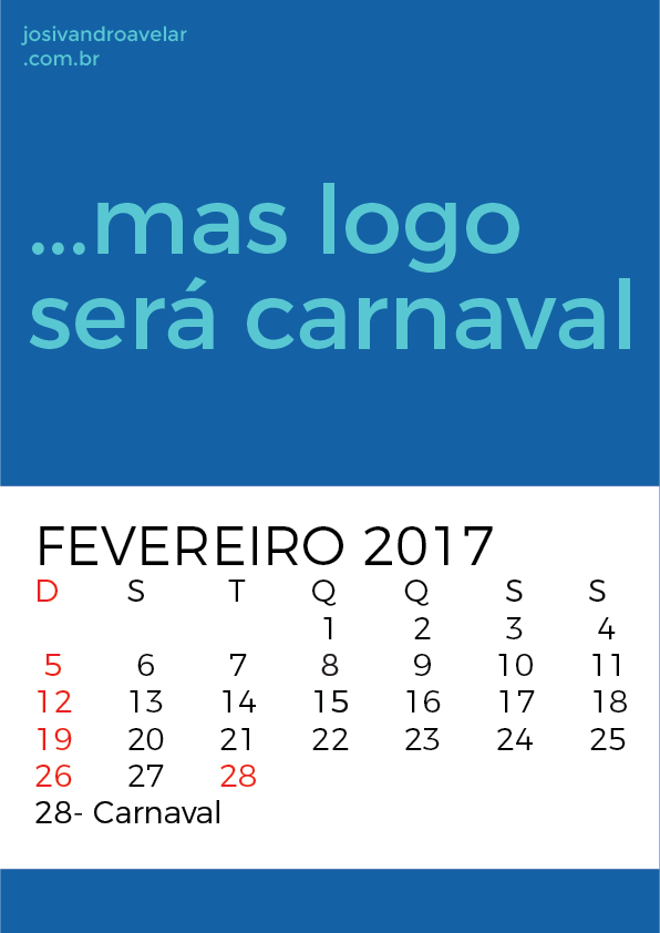 calendário fevereiro 2017