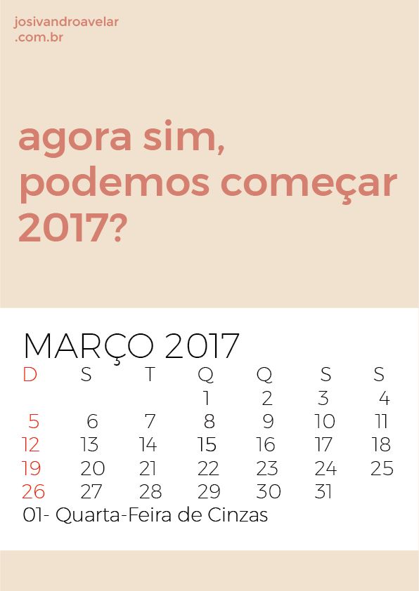 calendário março 2017