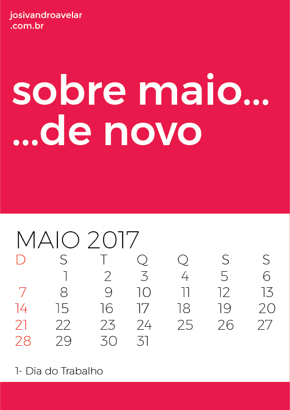 calendário maio 2017