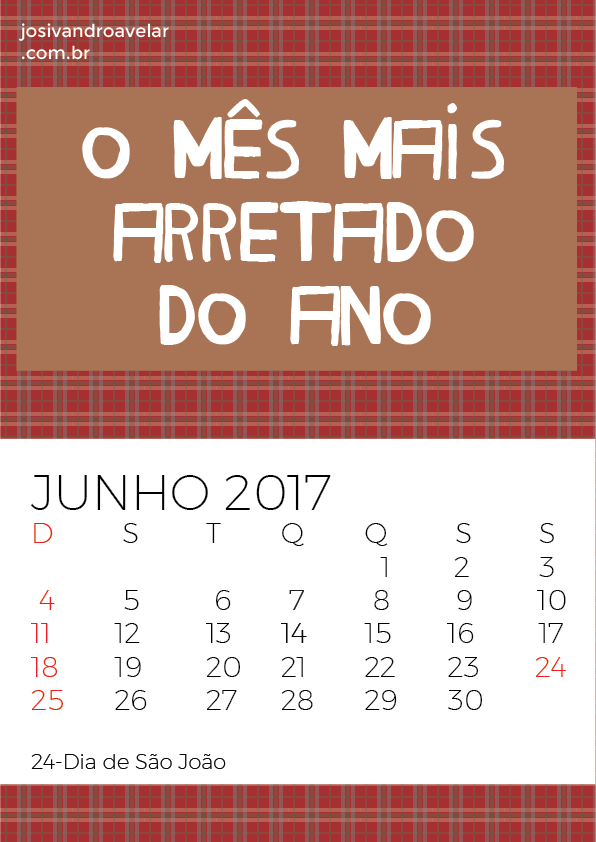 calendário junho 2017