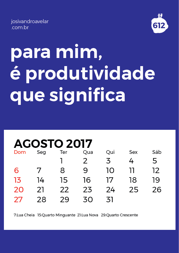 calendário agosto 2017