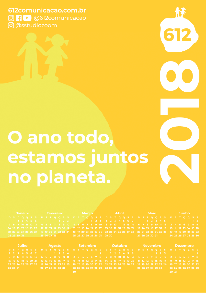 calendário 2018 amarelo