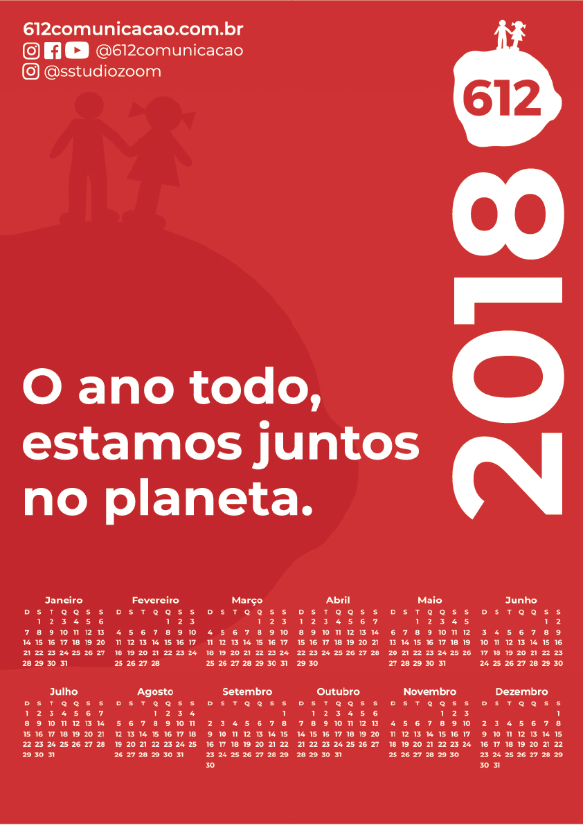calendário 2018 vermelho