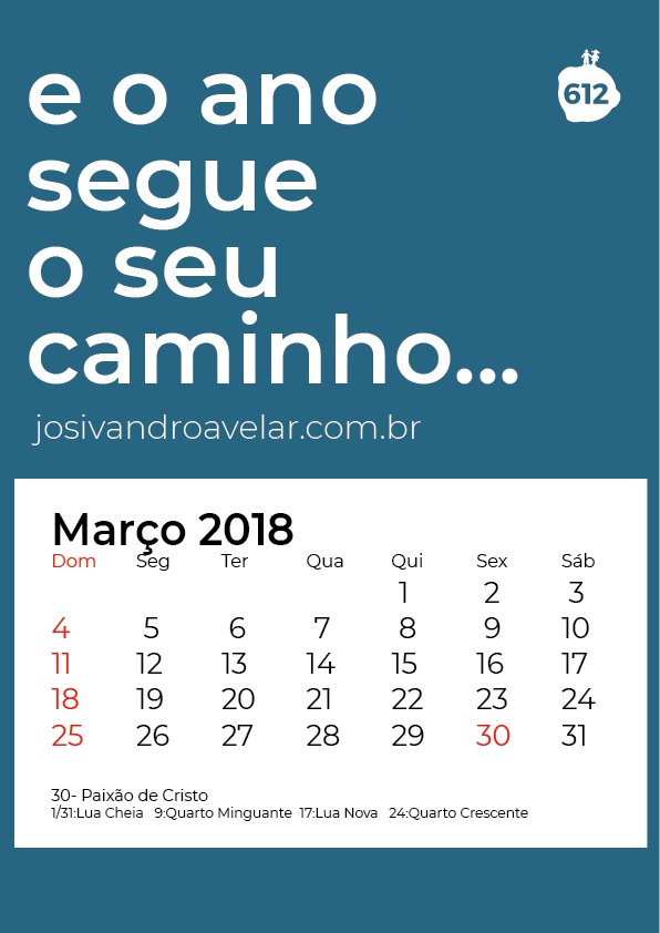 calendário março 2018