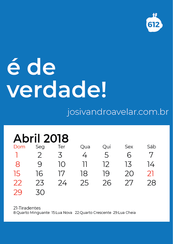 calendário abril 2018
