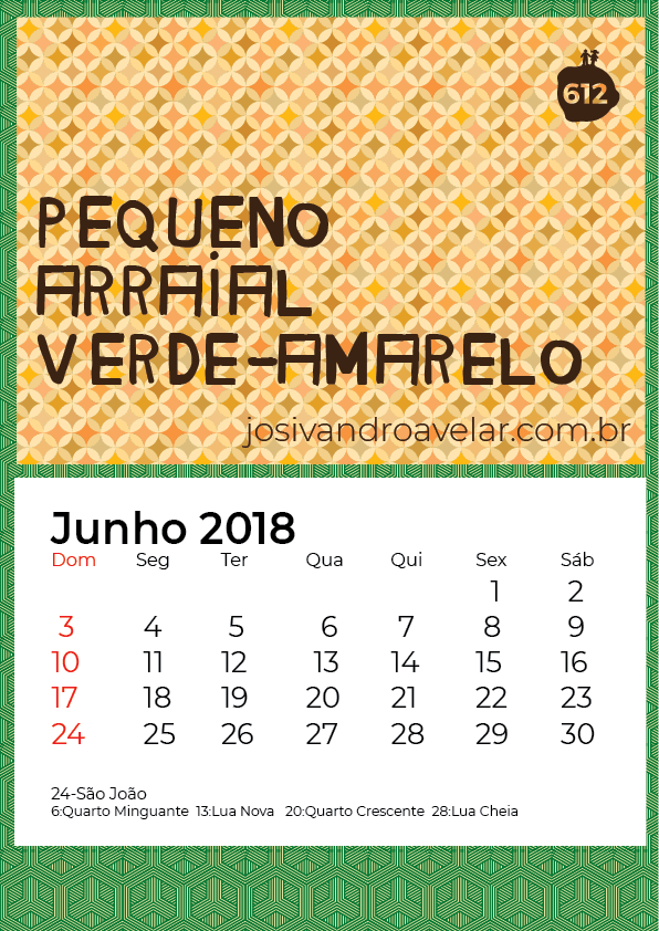 calendário junho 2018