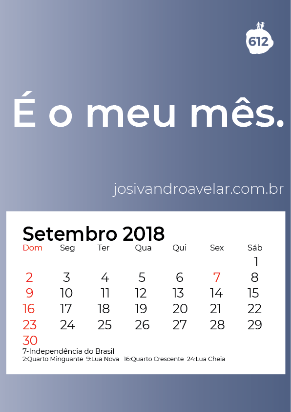 calendário setembro 2018