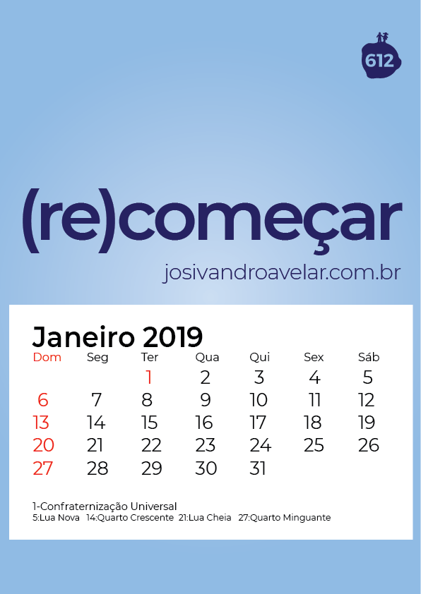 calendário janeiro 2019