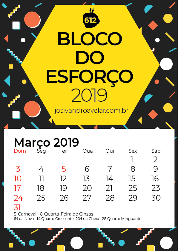 calendário março 2019