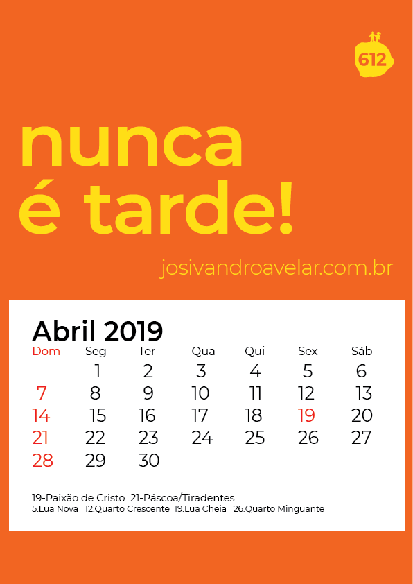 calendário abril 2019