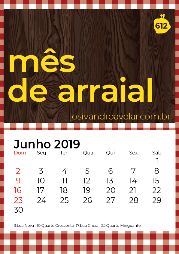 calendário junho 2019 1