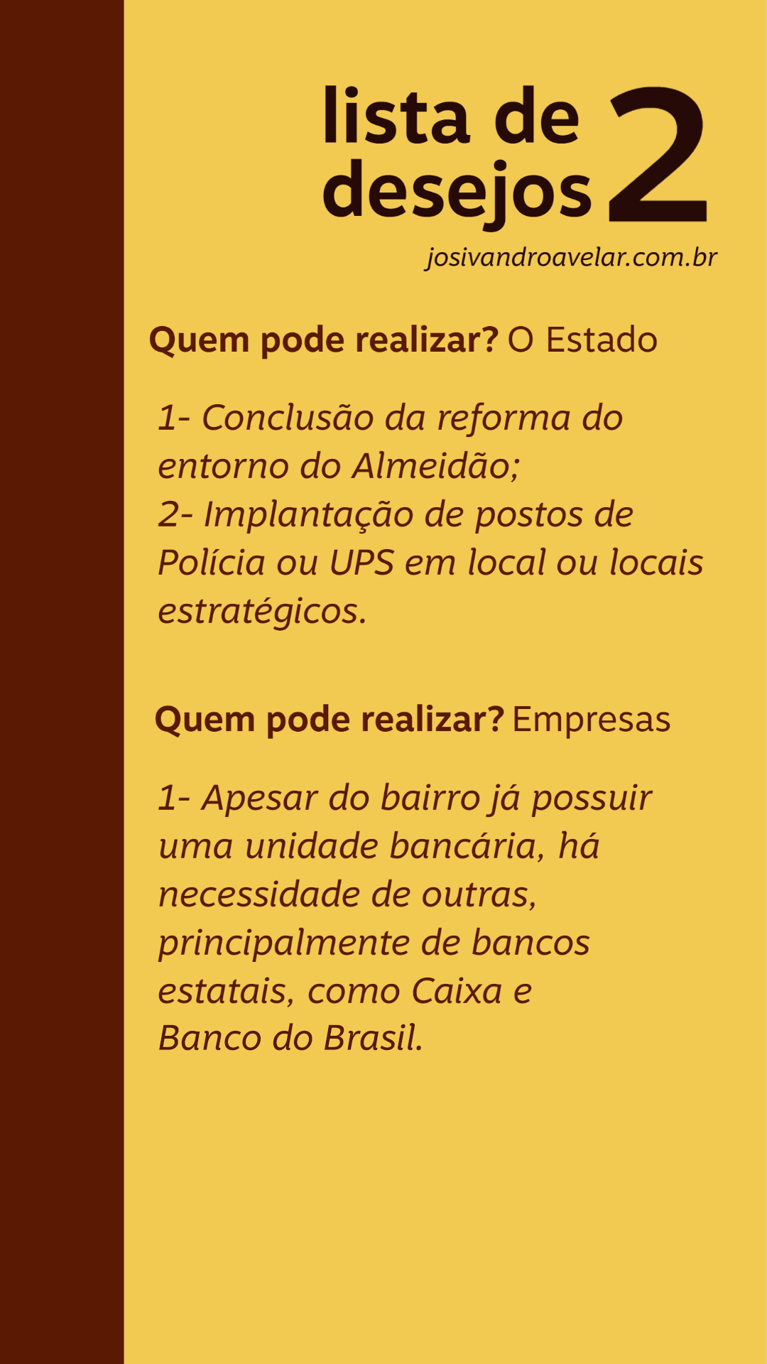 Balanço da segunda Lista de Desejos - 2022 1 Segunda Lista de Desejos de Josivandro Avelar 2020-2024.