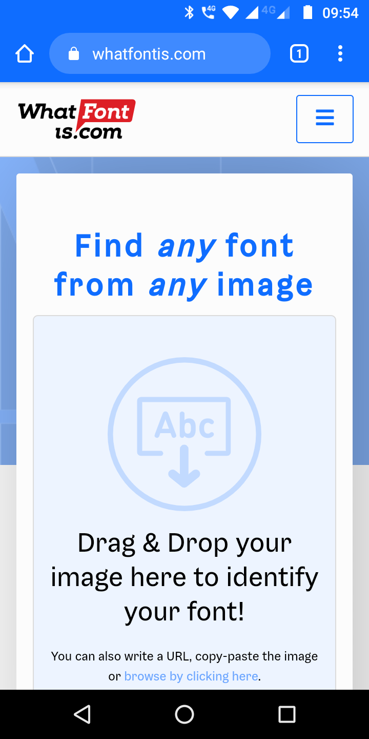 Como descobrir a fonte de uma imagem 2 Print do site whatfontis.com.