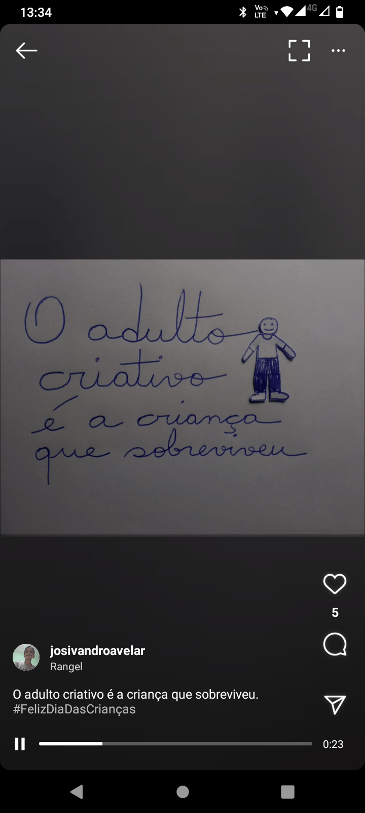 Reels de 60 segundos e IGTV na mesma aba dos vídeos: novidades nos vídeos do Instagram 2 Print do player de vídeo do Instagram. Fim da descrição.