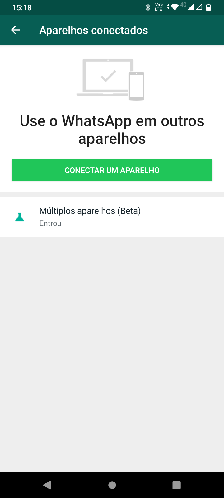 WhatsApp em múltiplos aparelhos liberado para todos - ainda em beta 3 Print da função de múltiplos aparelhos do WhatsApp. Fim da descrição.
