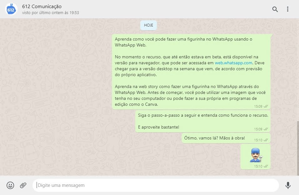 Você já pode criar figurinhas com o WhatsApp Web 2 Print do WhatsApp Web aberto.