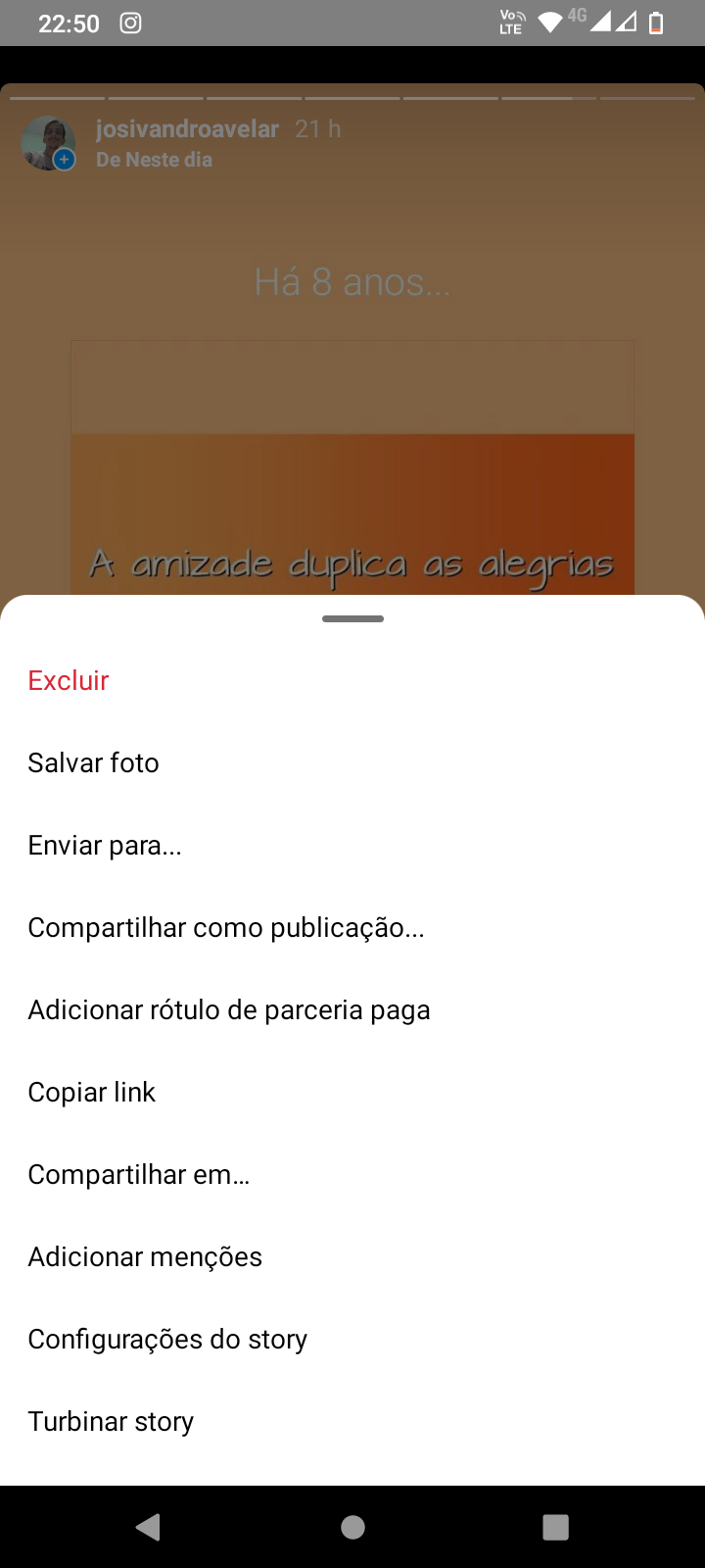Os novos recursos que apareceram no (meu) Instagram 1 Print de tela do Instagram mostrando recurso de menção após postagem de story.
