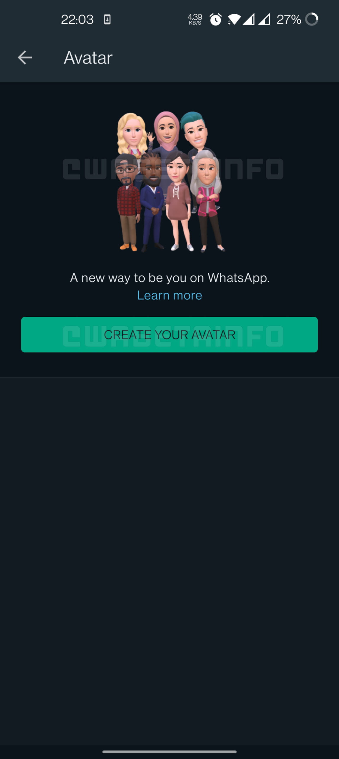 Betas do WhatsApp: possibilidade de criar o seu avatar 1 Possibilidade de criação de avatares está no beta do WhatsApp. Print: WABetaInfo