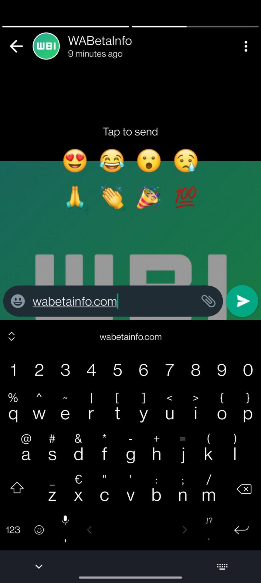 WhatsApp pode ter recurso de reações rápidas em atualizações de status 1 Print do WABetaInfo demonstrando como deve funcionar o recurso de reações rápidas no status do WhatsApp.
