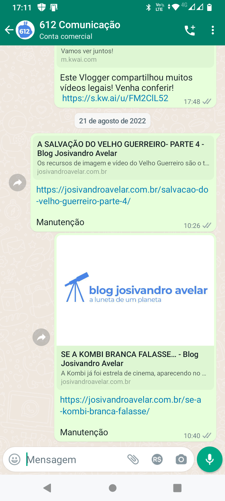 Um grupo só seu no WhatsApp (mas eu inovei) 5 Meu "bloco de notas" no WhatsApp, que eu mal uso, é o número da 612 Comunicação, que está no mesmo telefone. É uma conta comercial.