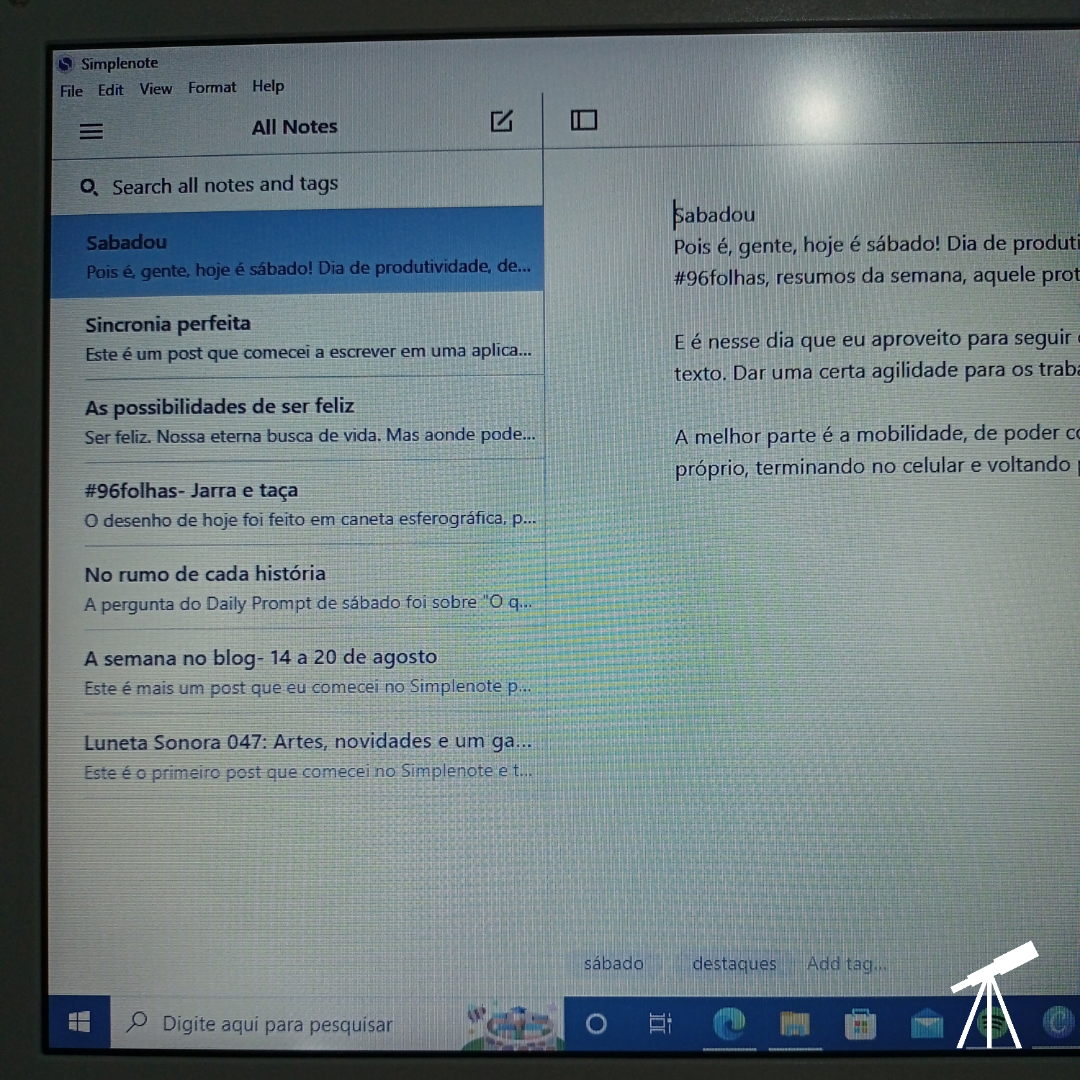 #ContentTalks: mete rascunho! 2 Simplenote no desktop. O que está no celular aparece aqui e vice-versa.
