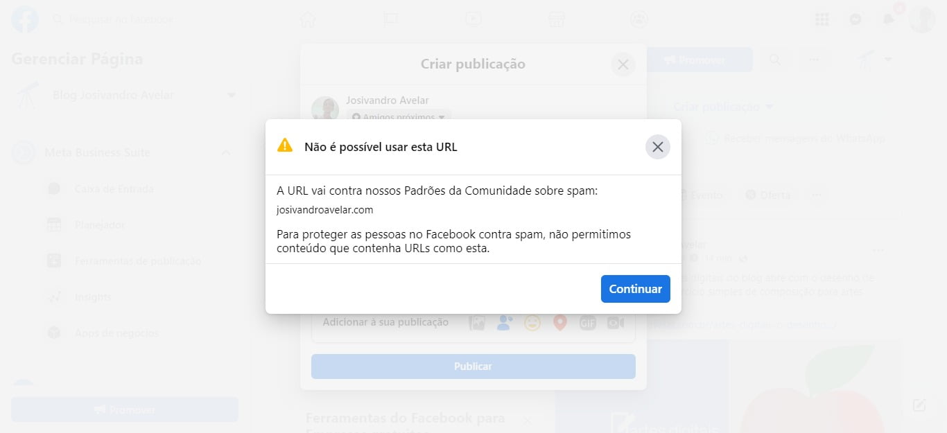 A caixa de diálogo da discórdia.