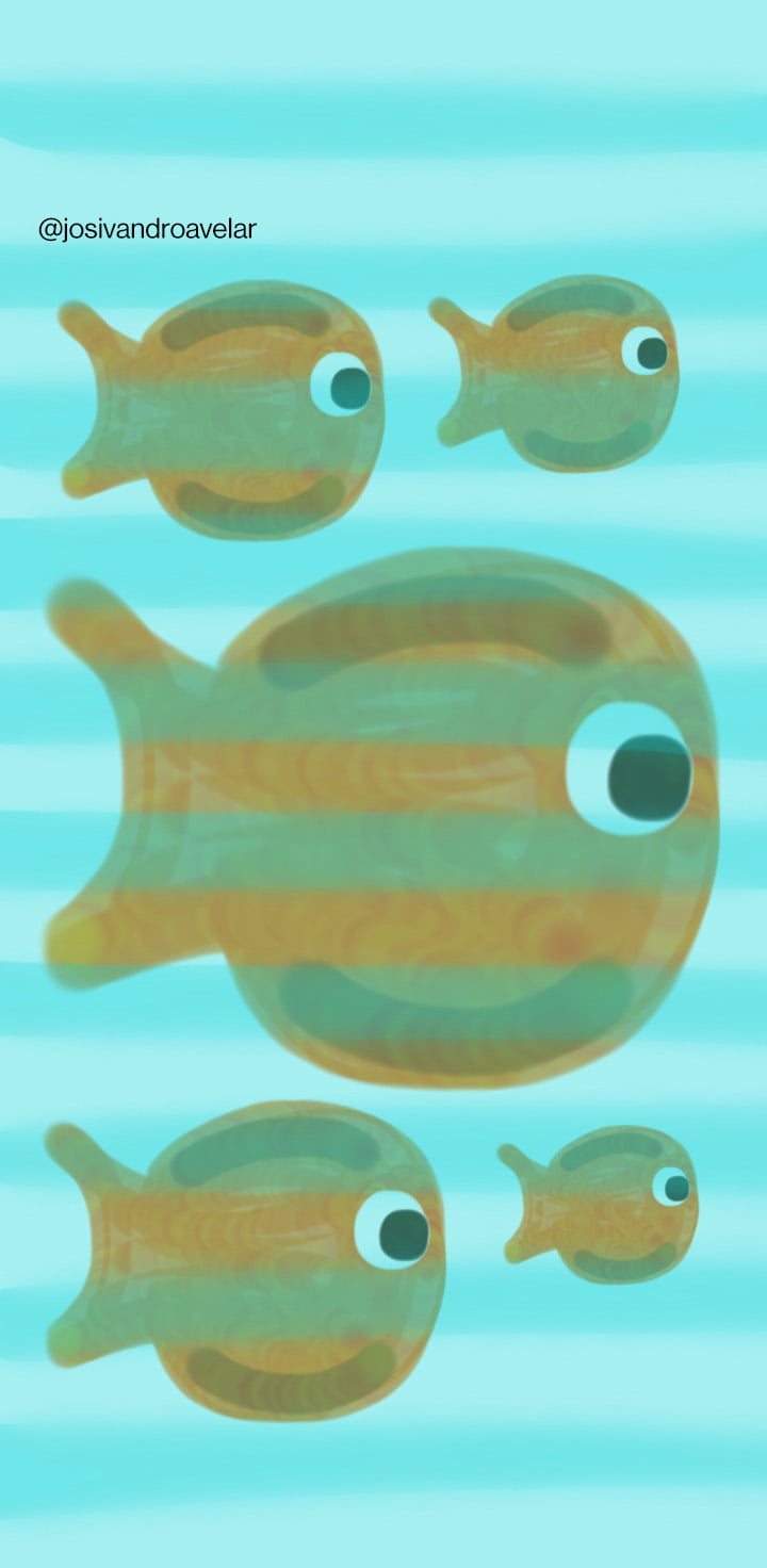 Artes digitais: cardume de peixes-palhaço 1 Cardume de peixes-palhaço.