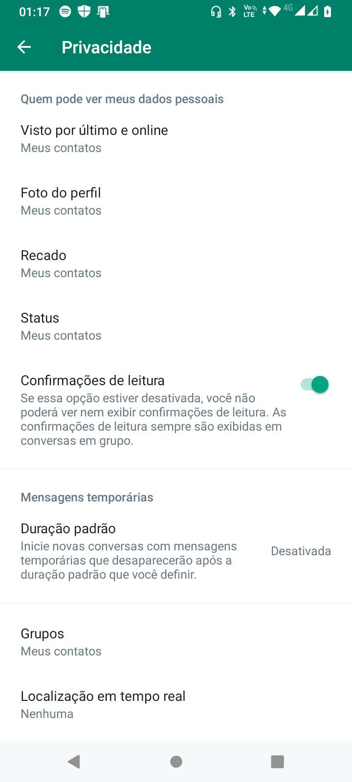 Como esconder o status online no WhatsApp 1 Print de onde encontrar a função de onde esconder o online no WhatsApp.