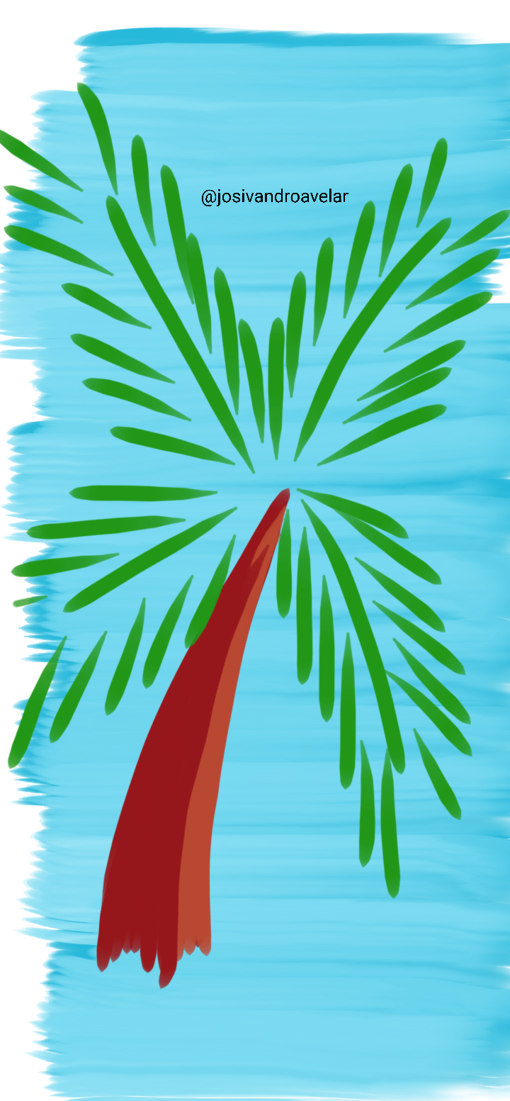 Artes digitais: palmeira em cores vivas 1 Desenho de uma palmeira em cores vivas.