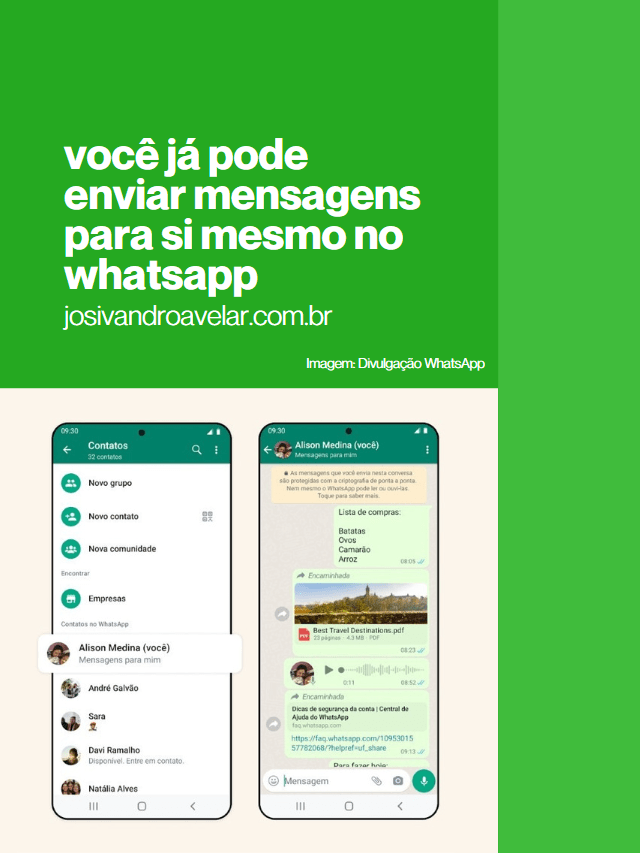 Você já pode enviar mensagens para si mesmo no WhatsApp