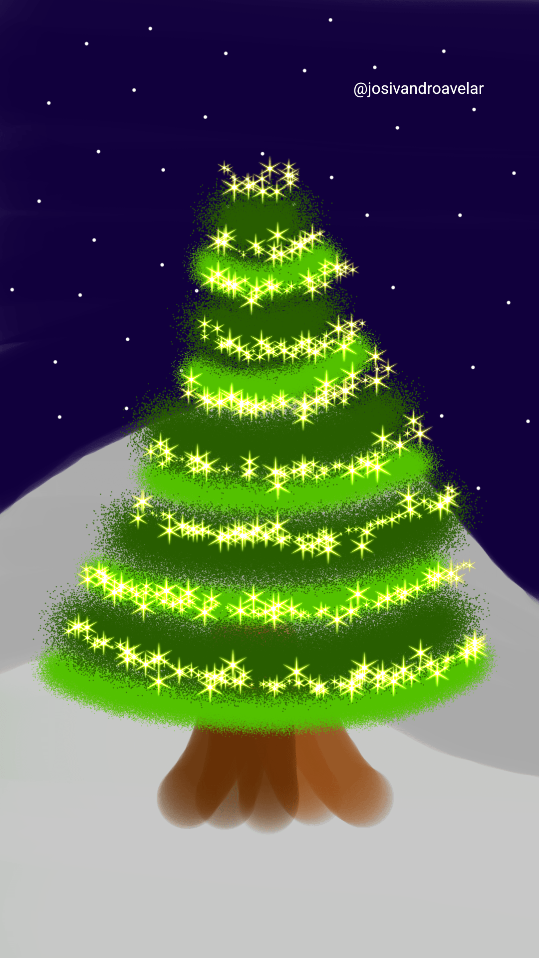 Artes digitais: o brilho do Natal 1 Desenho de uma árvore de Natal, representando o brilho do Natal.