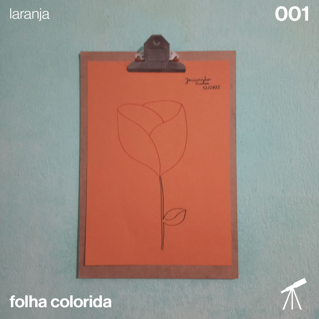 #FolhaLaranja - Rosa 1 Desenho de uma rosa feito em uma folha de cor laranja.